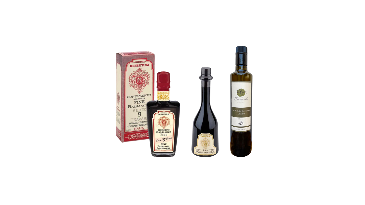 Extra Virgin Olive Oil & Balsamic Vinegar Box (6×1/4 liter bottle Oils + 2 IGP Vinegars)
